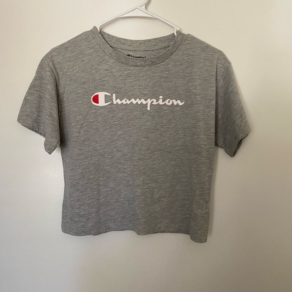 Champion Grey Fitted Crop Tee- Size Medium